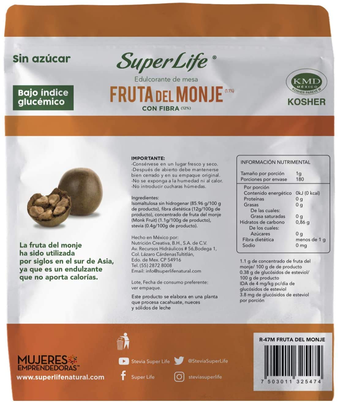 Super Life - Fruta Del Monje 600 g Endulcorante De Mesa