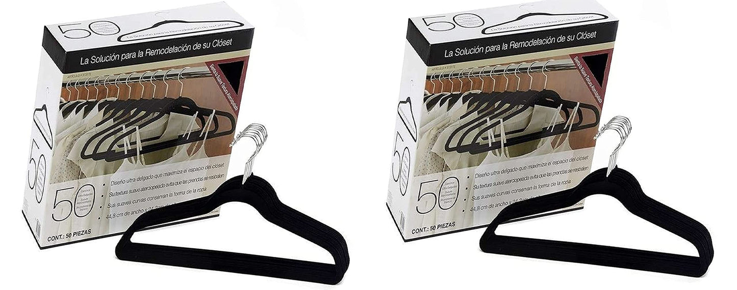 Cohesion Products LTD - Cohesion Ganchos de Ropa Terciopelo Color Negro (2-44.8 x 24.2 cm)