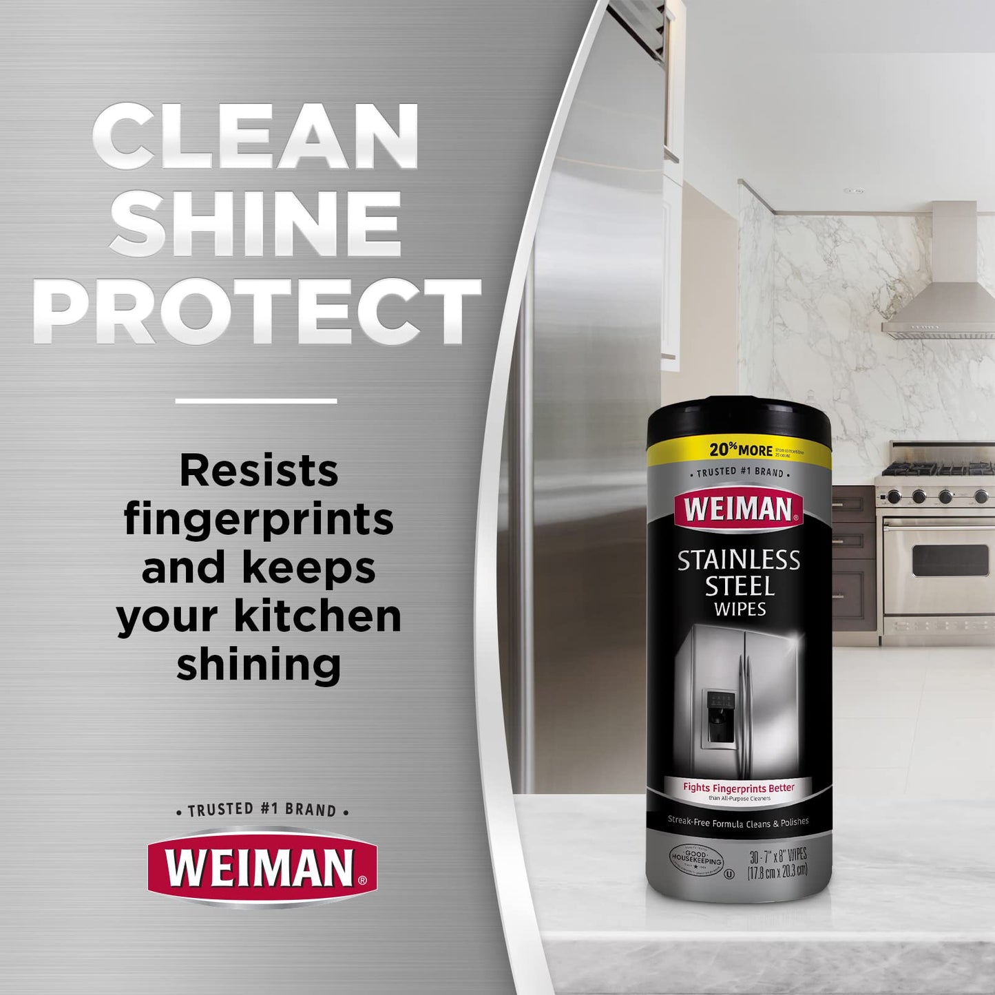 Weiman Stainless Steel Cleaner Wipes (3 Pack) Removes Fingerprints, Residue, Water Marks and Grease from Appliances - Works Great on Refrigerators, Dishwashers, Ovens, and Grills
