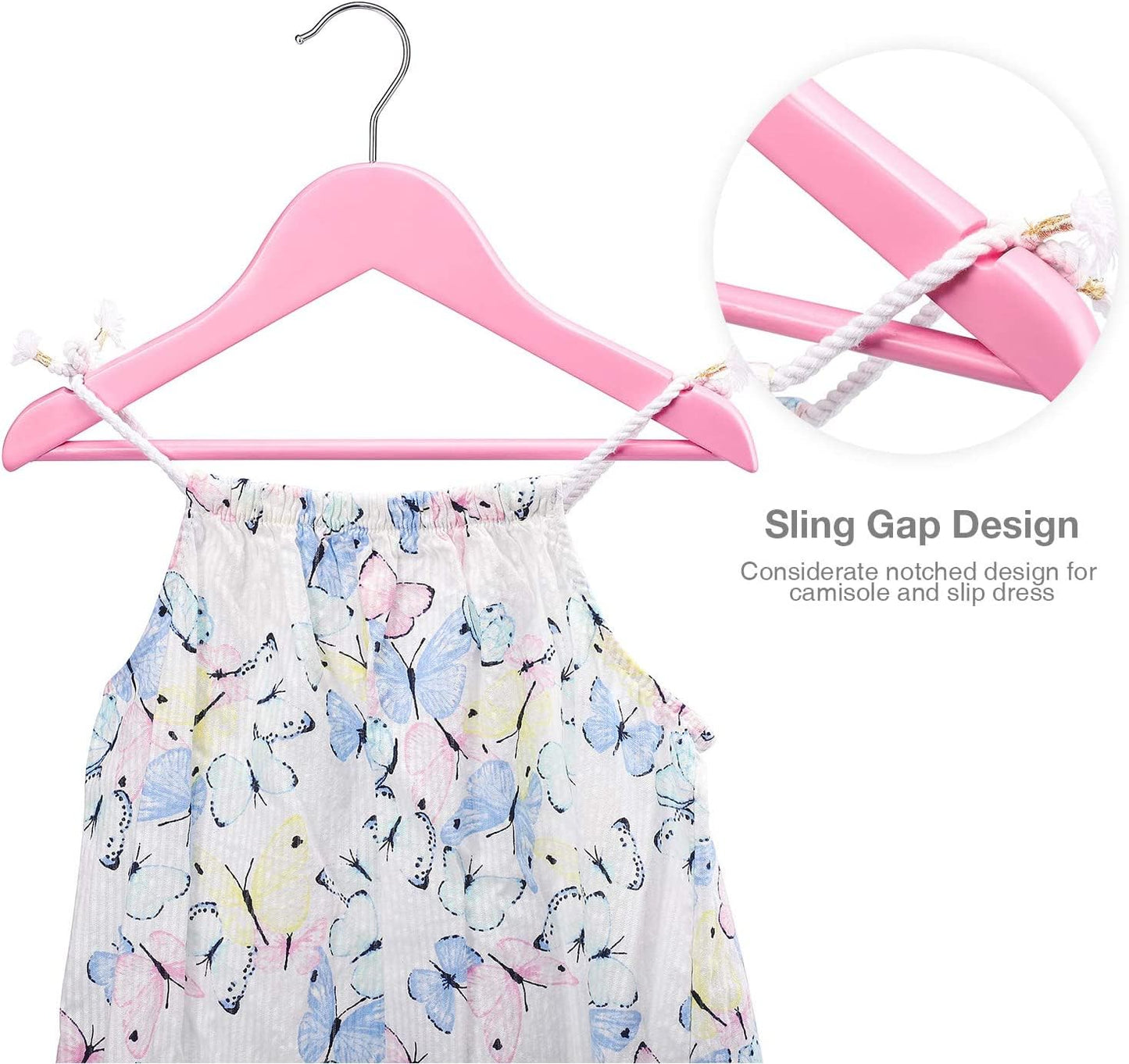 RIVARRO - Ganchos Madera para Ropa de NIÑA, Color Rosa, Caja 30 Piezas