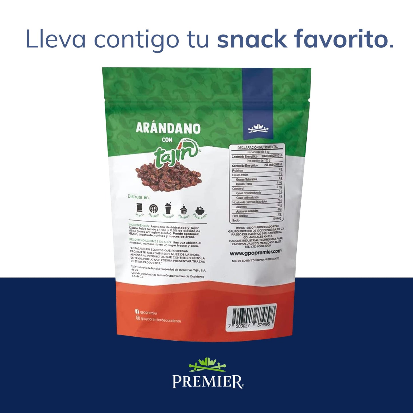 GRUPO PREMIER | Arándano deshidratado | Arandanos Deshidratado – Arandanos Endulzados – 1 kg | Perfecto como Snacks y Botanas | Fuente de Antioxidantes y Vitaminas | Fruta Deshidratada | Bolsa Resellable – Mantiene la Frescura