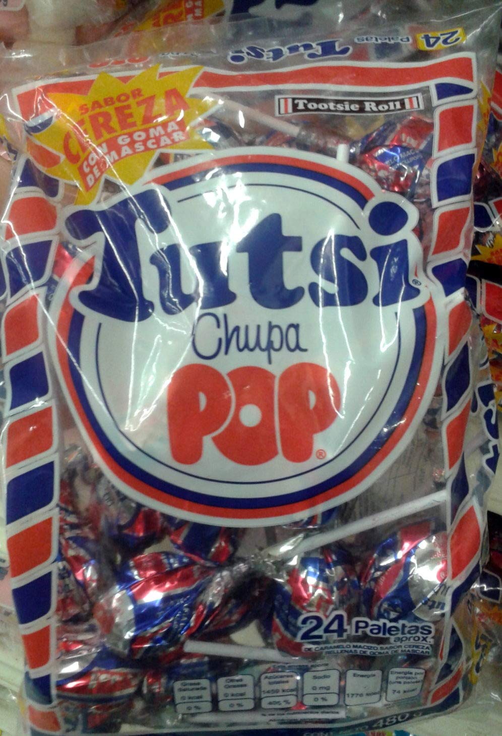 Tutsi - TUTSI POP. SABOR CEREZA. 24 PIEZAS DE 20 GRAMOS CADA UNA