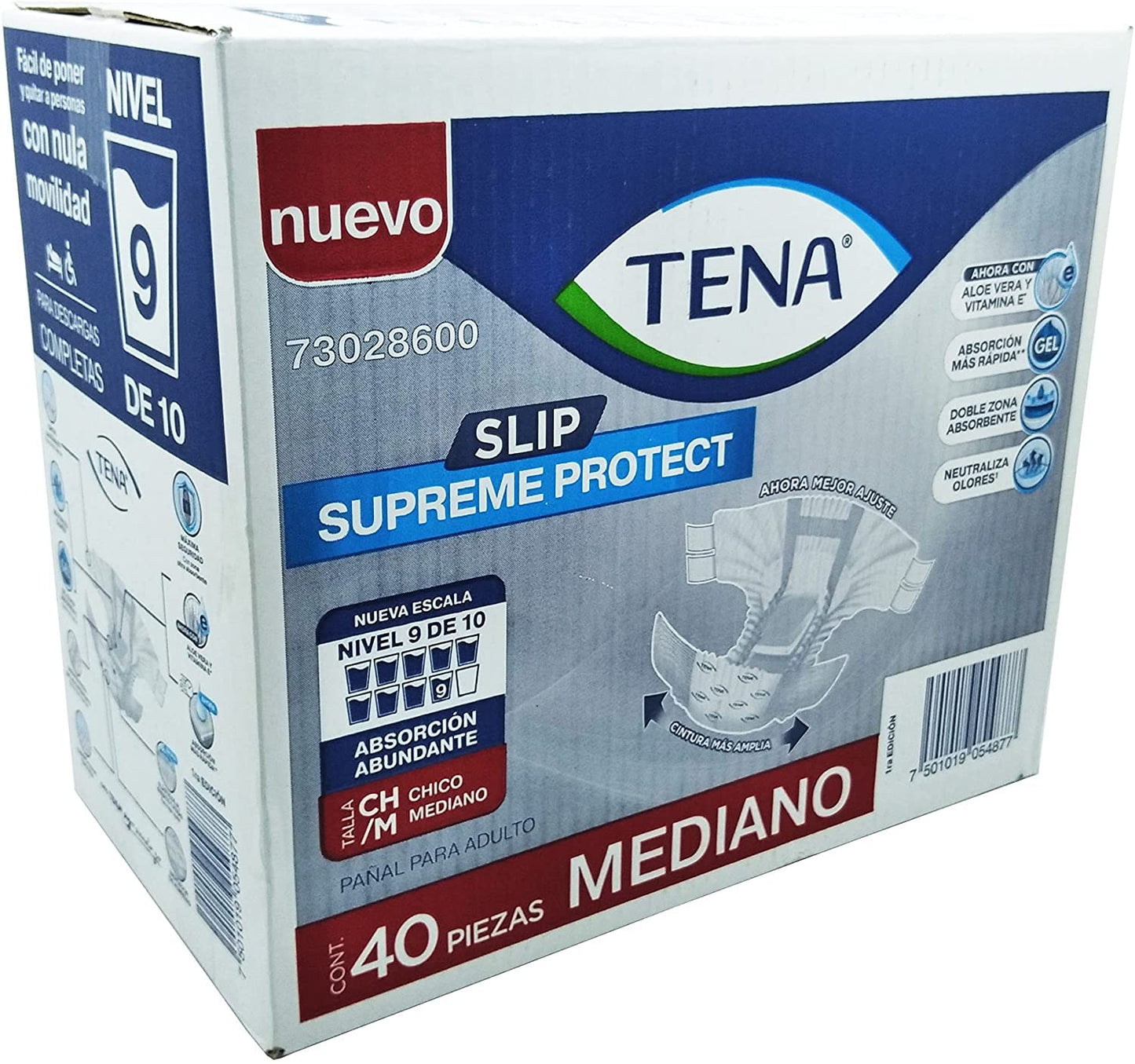 Tena Slip Supreme Protect, Protector Anatómico para Incontinencia, Talla Mediano, 40 Pz.