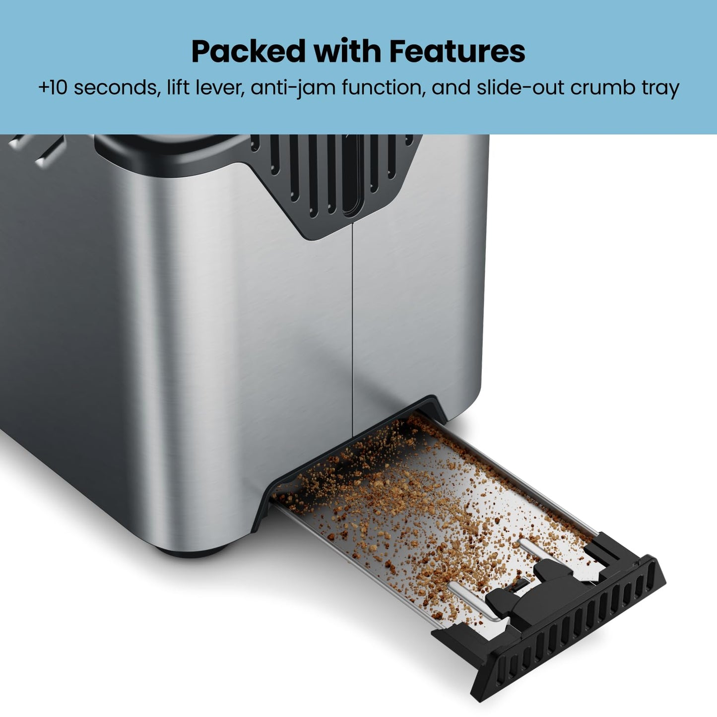 Tostadora digital de 4 rebanadas, 6 ajustes de sombra, tostadora de acero inoxidable con ranuras extra anchas, tostadora de pan grueso y tostadora de bagel, descongelación, bandeja para migas migas