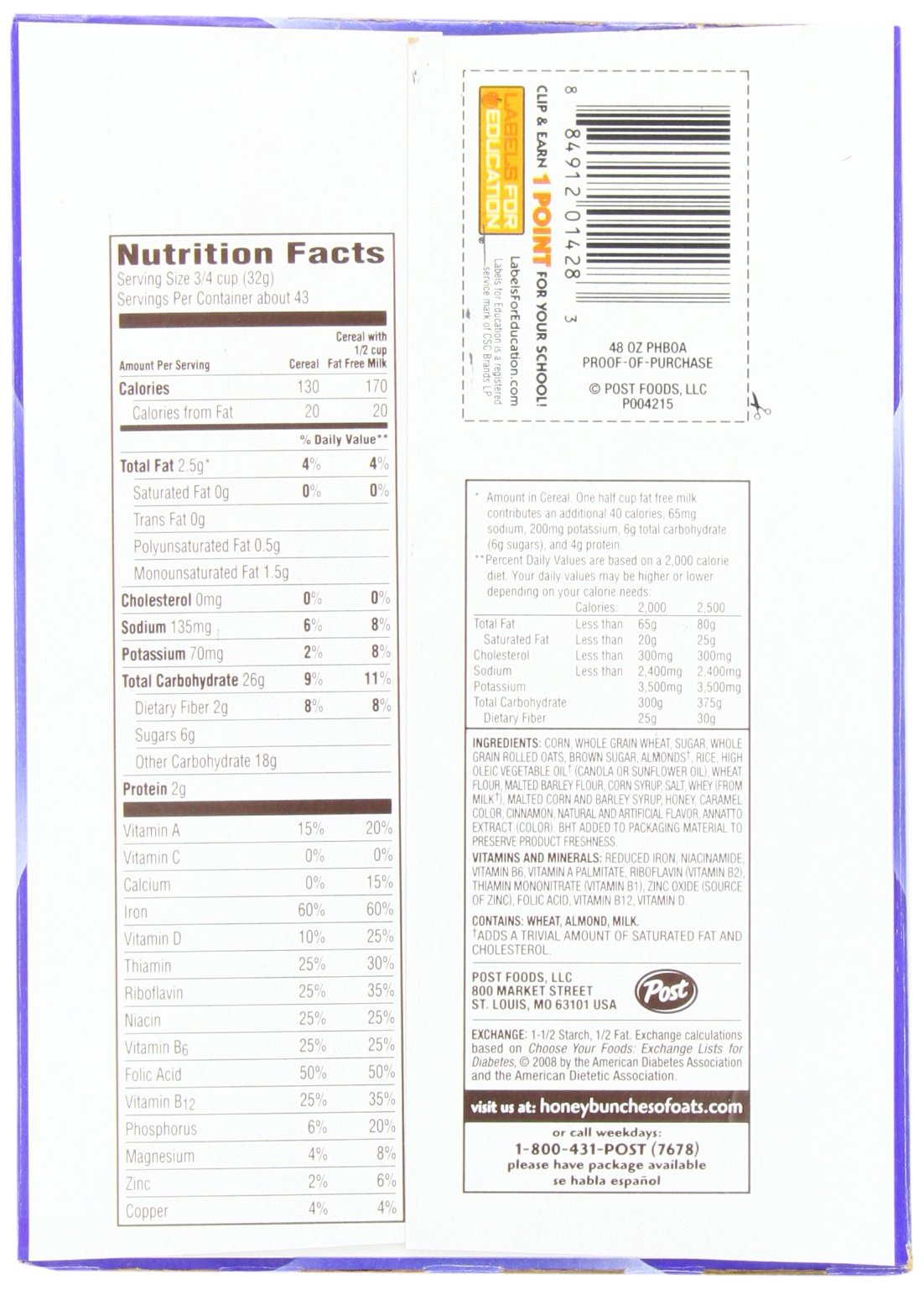 Post - Cereal Post Miel Manzana de Avena con Almendras 1.36kg