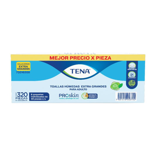 TENA Toallas Húmedas - TENA Toallas Húmedas para Incontinencia, Extra Grandes, 4 paquetes de 80 unidades