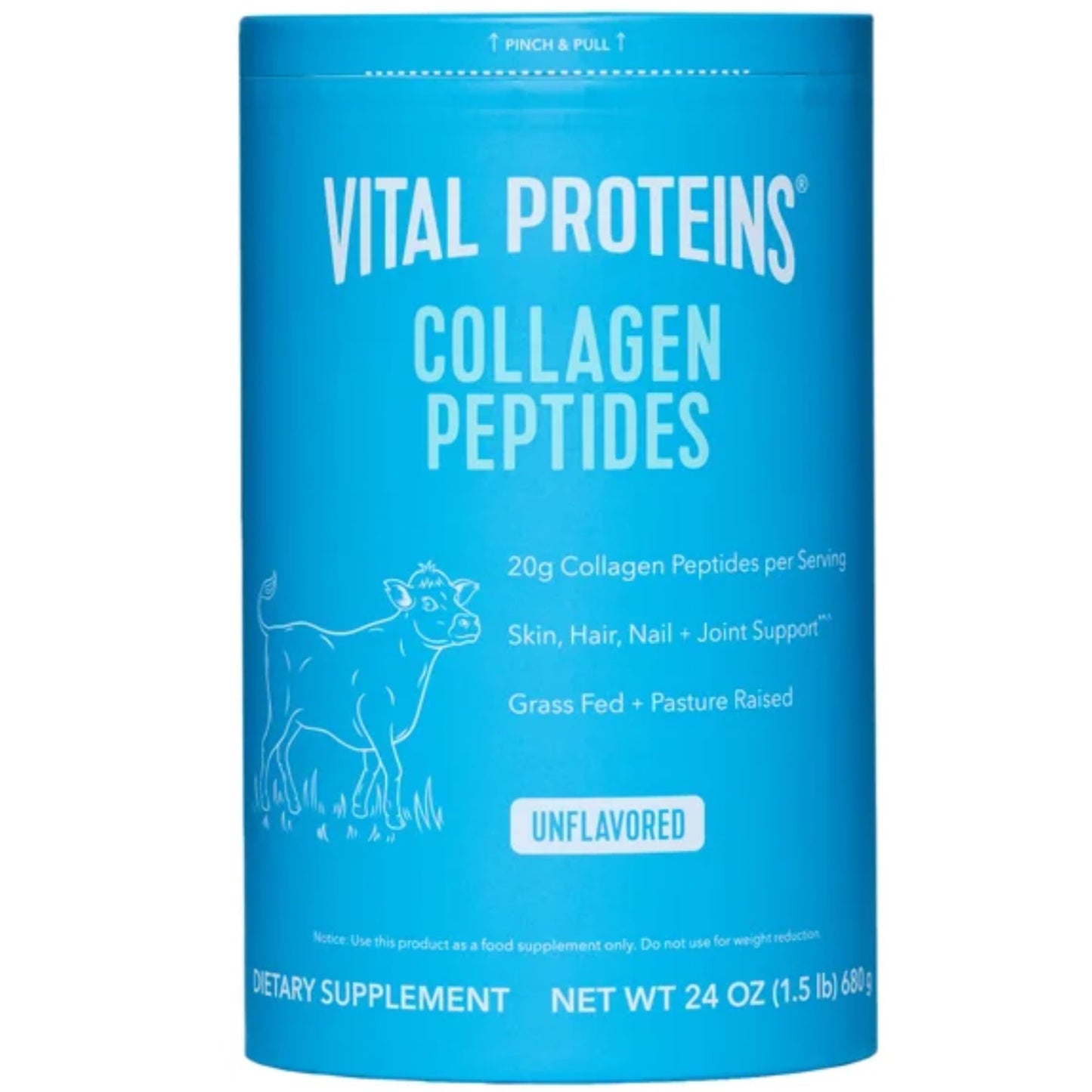 Vital Proteins Péptidos de colágeno – pasto criado, alimentado con pasto, respetuoso con paleo, sin gluten, solo ingrediente (24 oz)