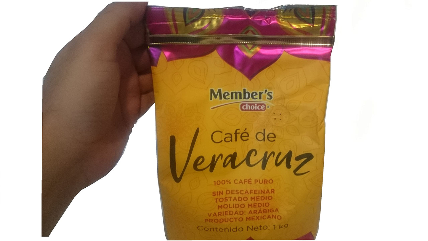 Member's Choice - Café de VERACRUZ tostado y molido medio Member´s Choice 100% café puro mexicano variedad Arábiga contenido neto1kg