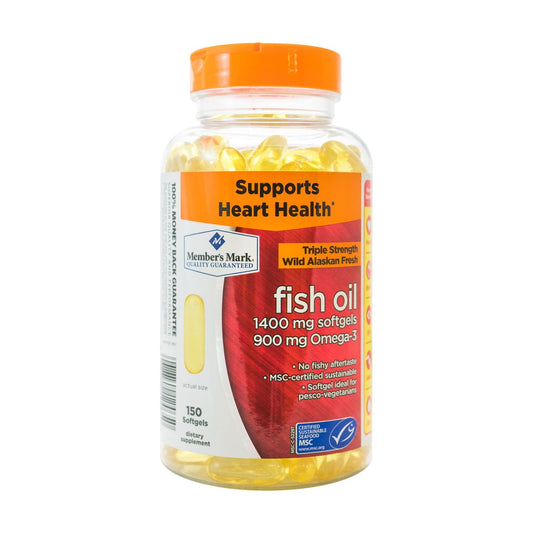 Members Mark - Member's Mark Enteric Triple Strength Fish Oil 1400mg Softgels 900mg Omega-3 DHA EPA (1 bottle (150 softgels)) by Members Mark