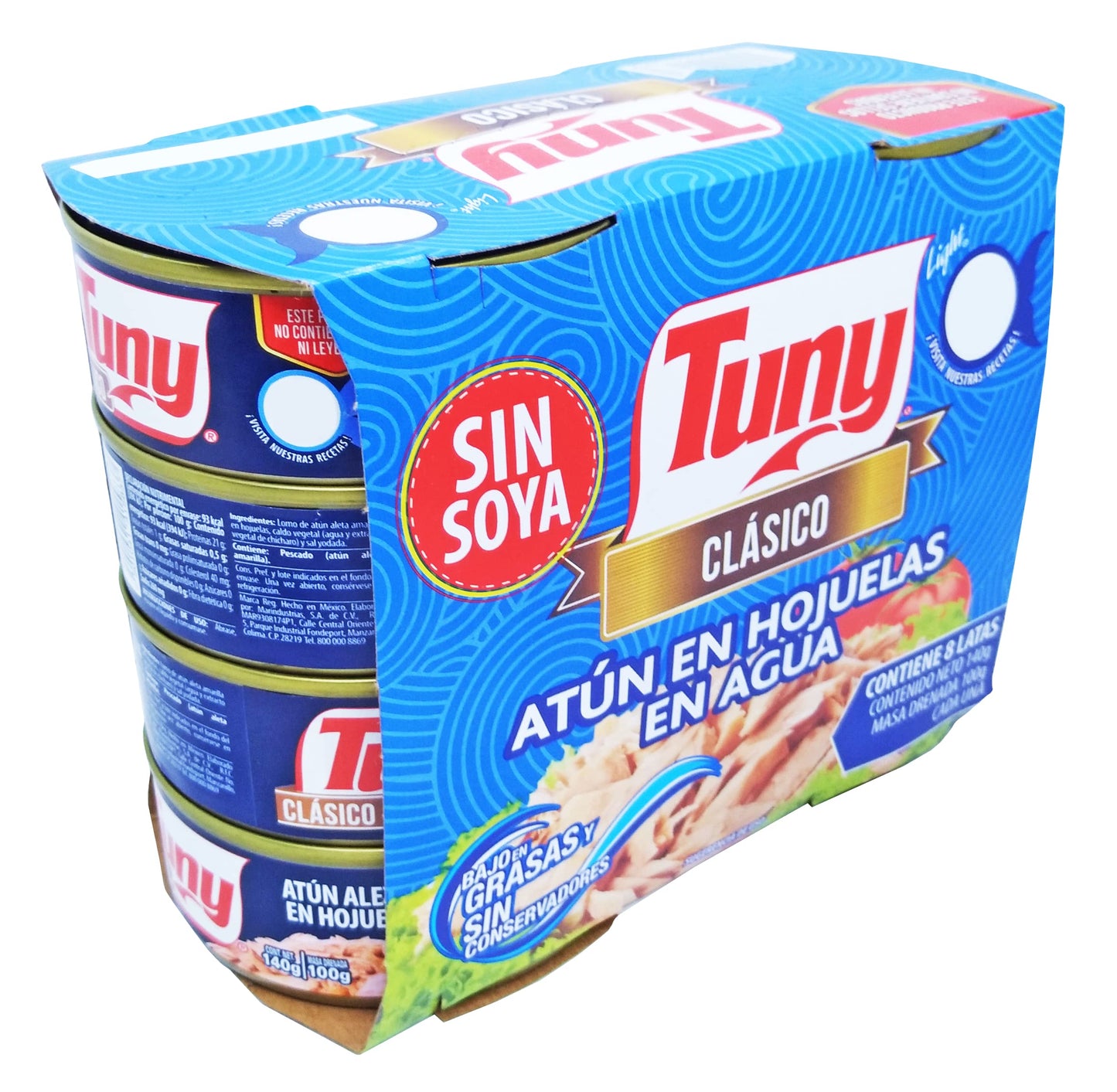 Tuny - Tuny Lomo De Atun, Aleta Amarilla En Agua - 8 latas de 140 gr