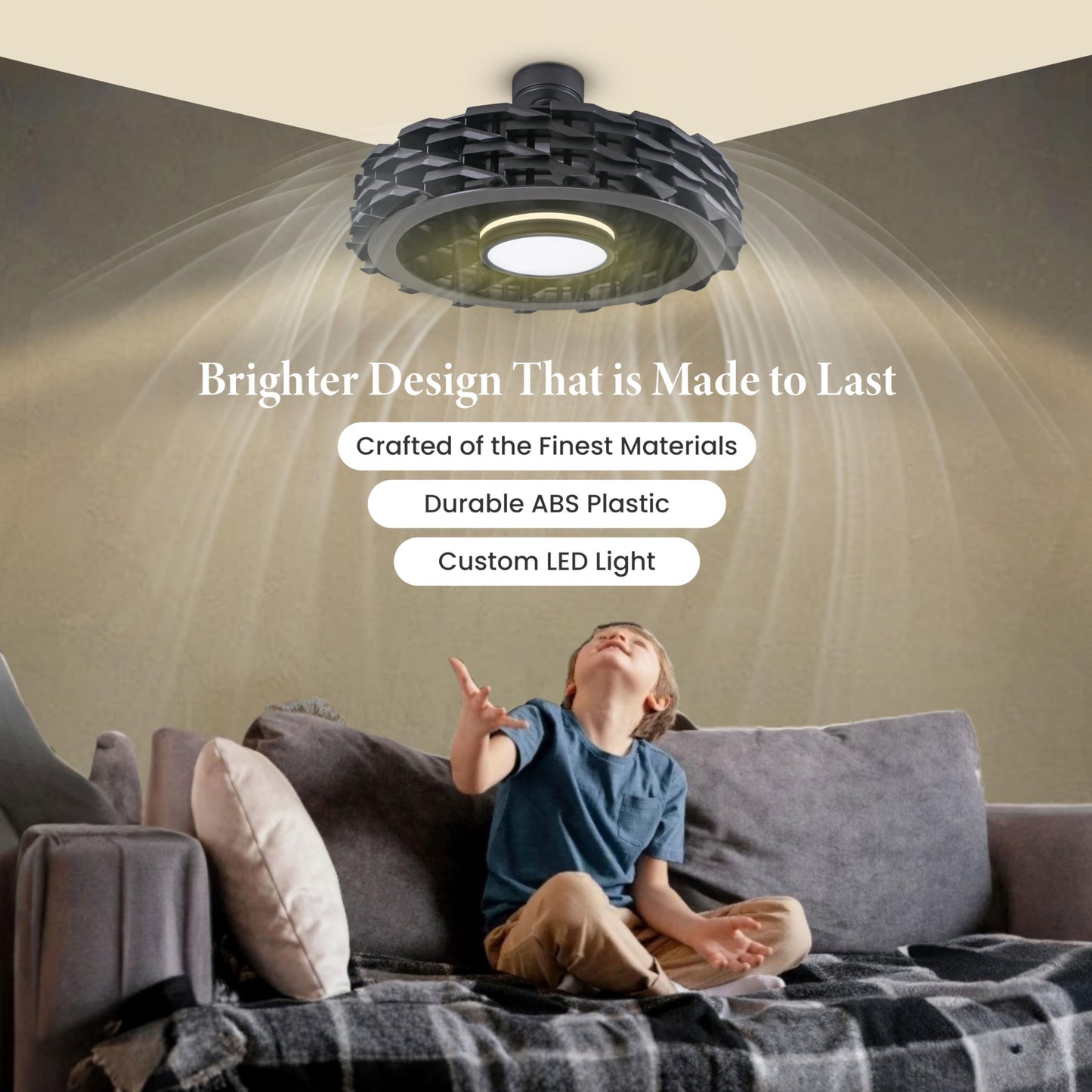 Todays Fans Ventilador de techo sin aspas con luces y mando a distancia, LUMIO - Ventilador de techo con barra descendente de perfil bajo o montaje empotrado con luces para recámara y más, LED