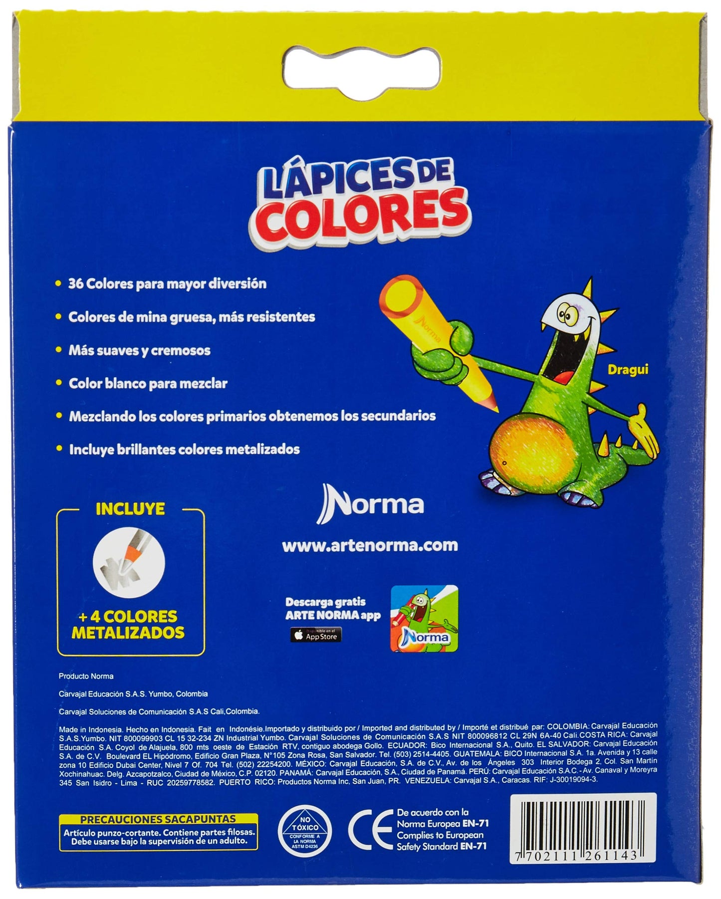 Norma - Norma Lápices de Colores Circulares, Incluye Sacapuntas, 1 Pack de 36