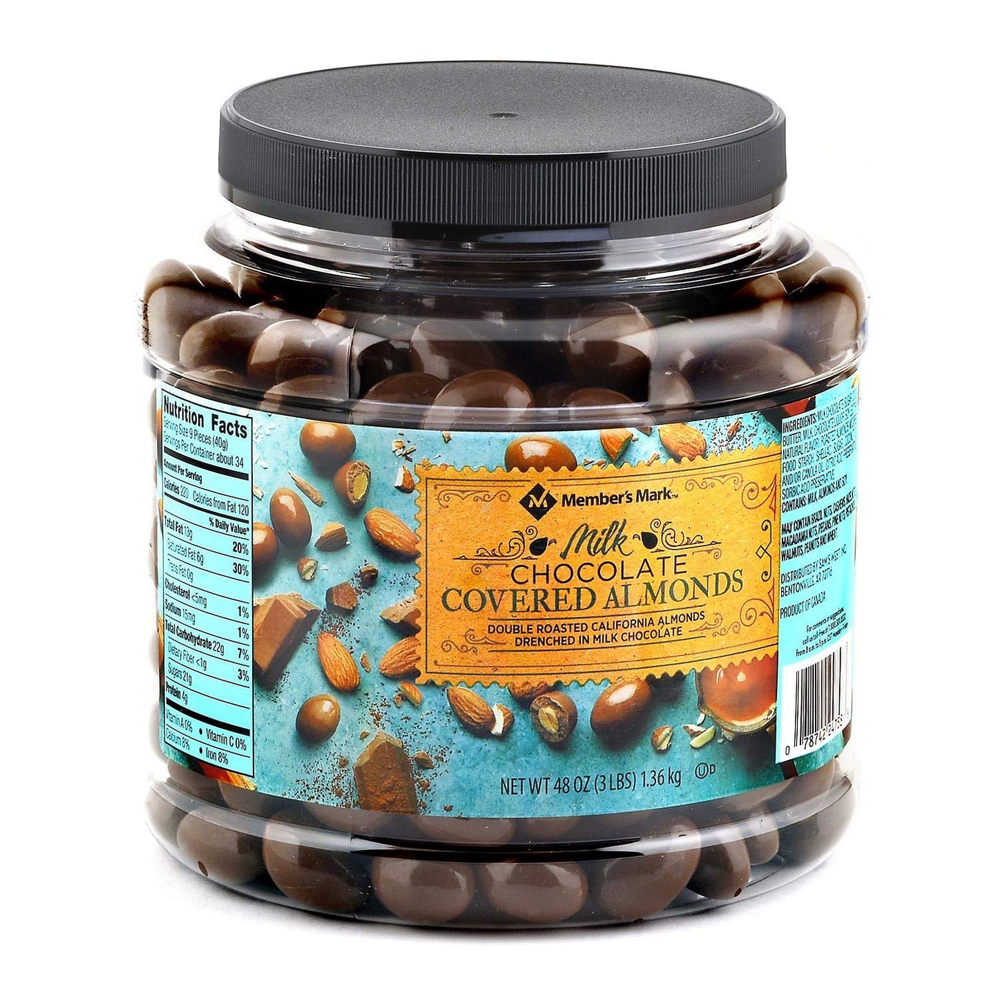 Almendras cubiertas de chocolate con leche -53 oz - Members Mark
