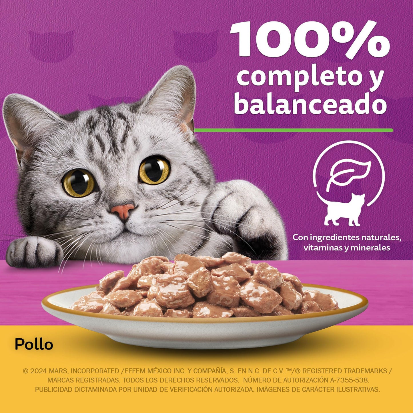 Whiskas Sobres Multisabor para Gatos Adultos Sabor Res, Pescado y Aves 24 Piezas de 85gr