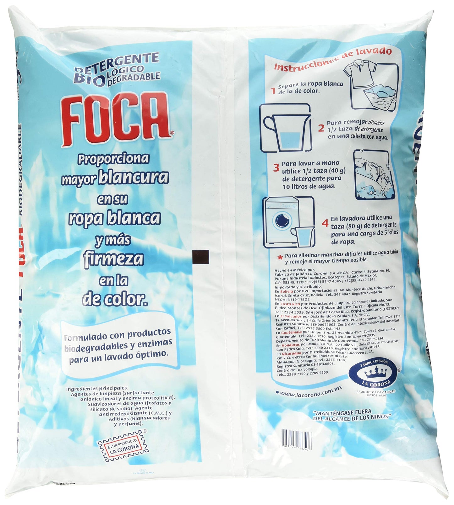 Foca Detergente En Polvo Para Ropa Blanca Y De Color Foca (5000 Gr), Pack of 1
