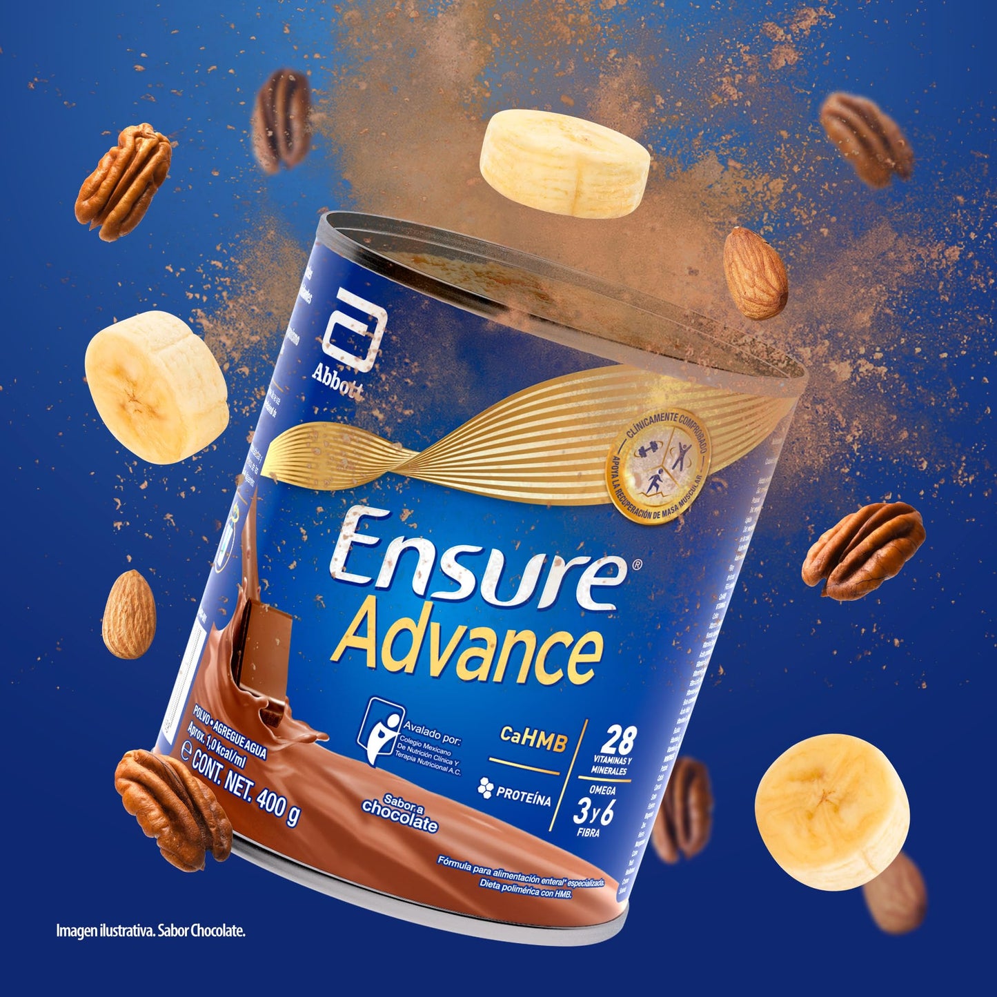 Ensure Advance - en Polvo 400g, Sabor Chocolate, Fuente de Proteínas y Nutrición Completa para Adultos, Clínicamente Probado