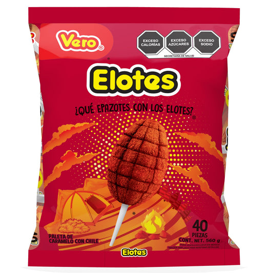 Ver - Paletas De Caramelo Con Chile. ELOTES. Vero. 40 Piezas.