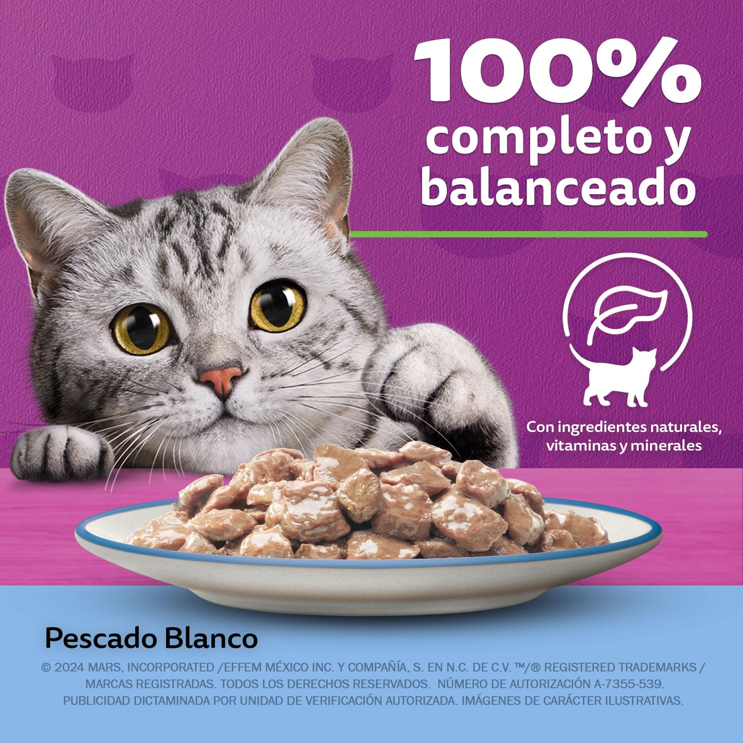 Whiskas Sobres Multisabor para Gatos Adultos Sabor Res, Pescado y Aves 24 Piezas de 85gr