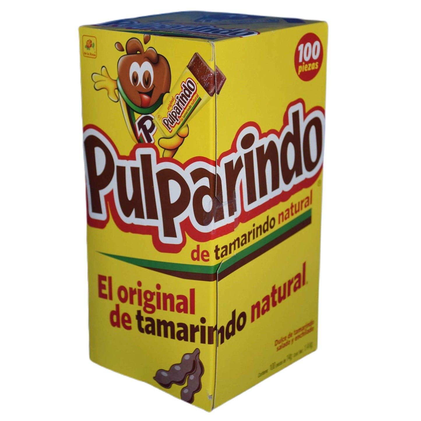 Pulparindo - Pulparindo De la Rosa, Caja 100 Piezas, tamarindo natural, Total 1.4 Kg