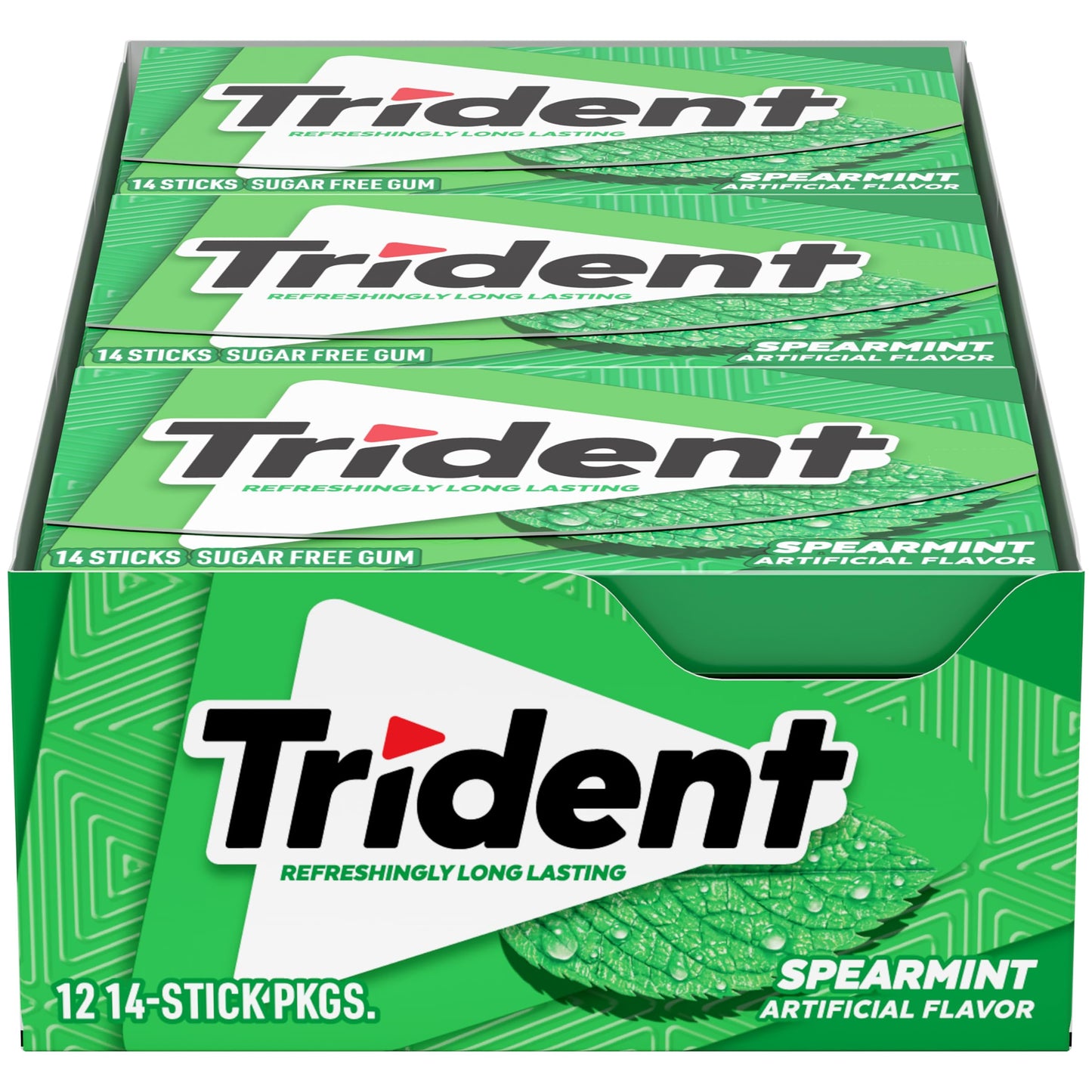 Trident Spearmint goma sin azúcar, 12 paquetes de 14 piezas (168 piezas en total)