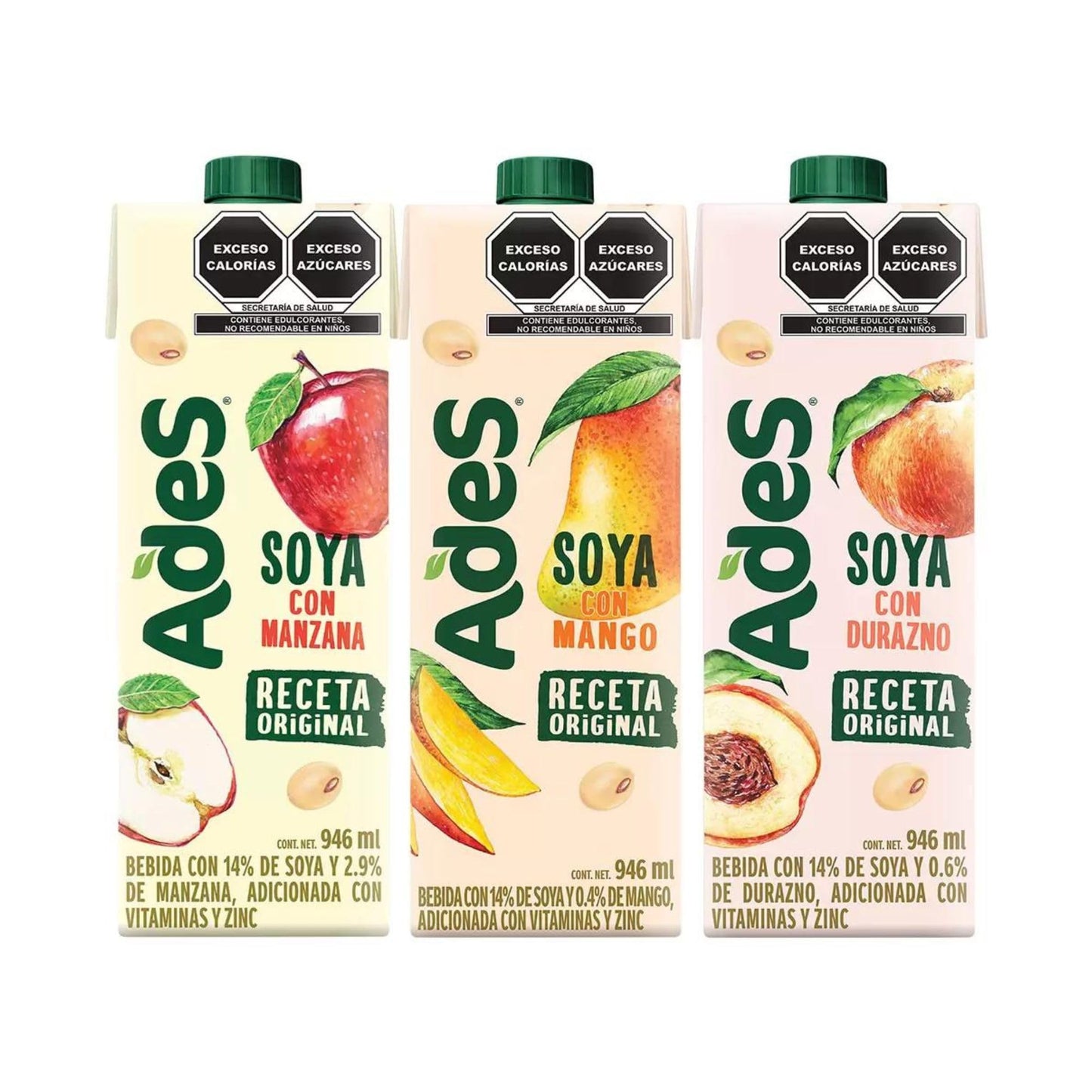 Ades Bebida de Soya con Jugo de Frutas 4 Pz de 946ml