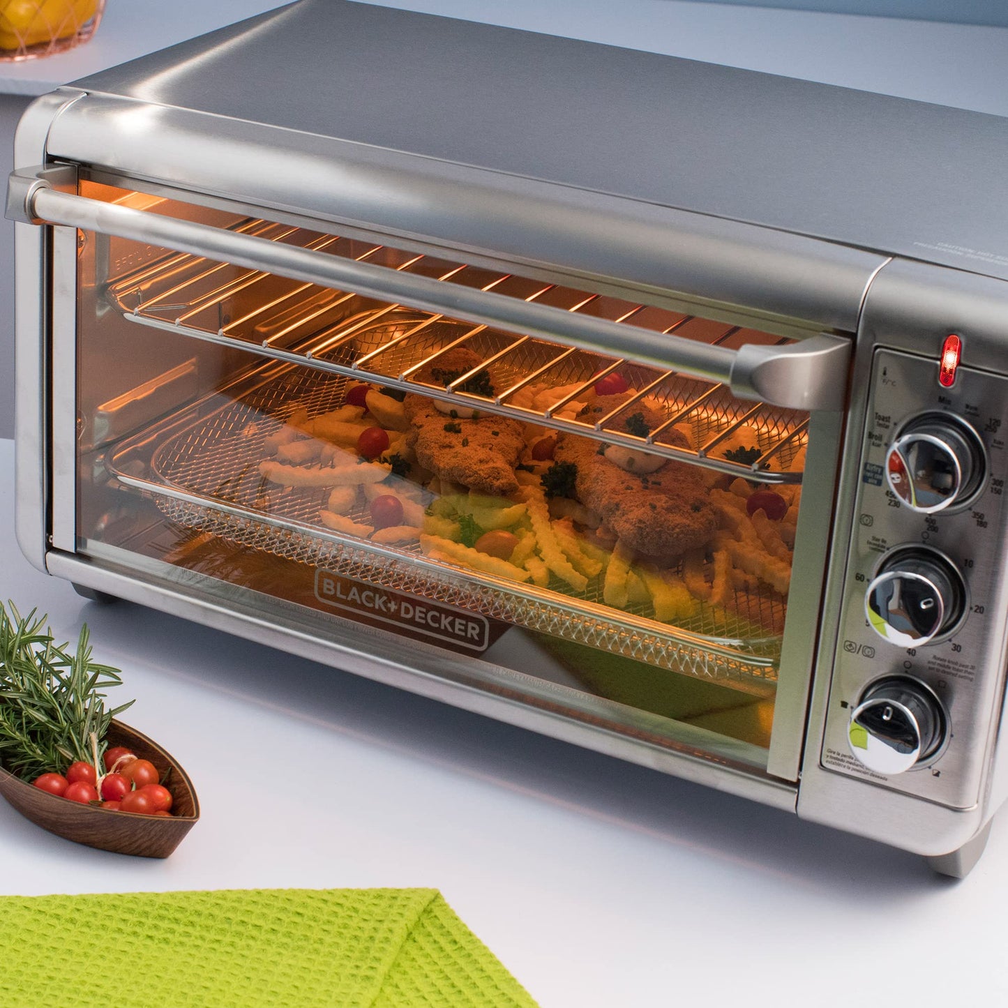 BLACK + DECKER - Horno con freidora de aire BLACK+DECKER extra amplio