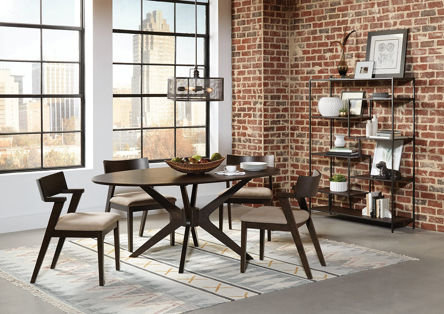 Coaster Fine Furniture - Coaster Fine Furniture 801135 Librero Estilo Casual, Metal y MDF, Color Cafe Oscuro y Negro