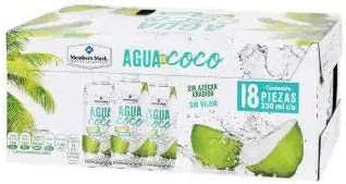 Agua de Coco. 18 piezas de 330 ml cada una. Sin Azucar. Sin Diluir