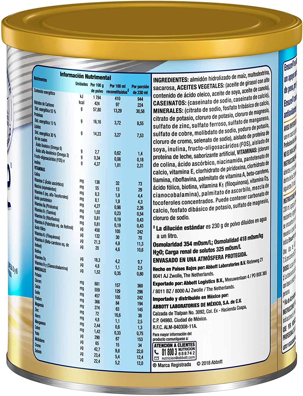 Ensure Clásico Vainilla en Polvo 400g, Alimentación Especializada