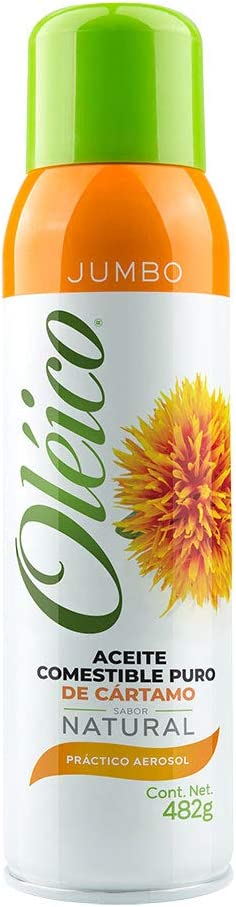 Oléico Aceite Puro de Cártamo en Aerosol Jumbo, Natural, 482 gramos