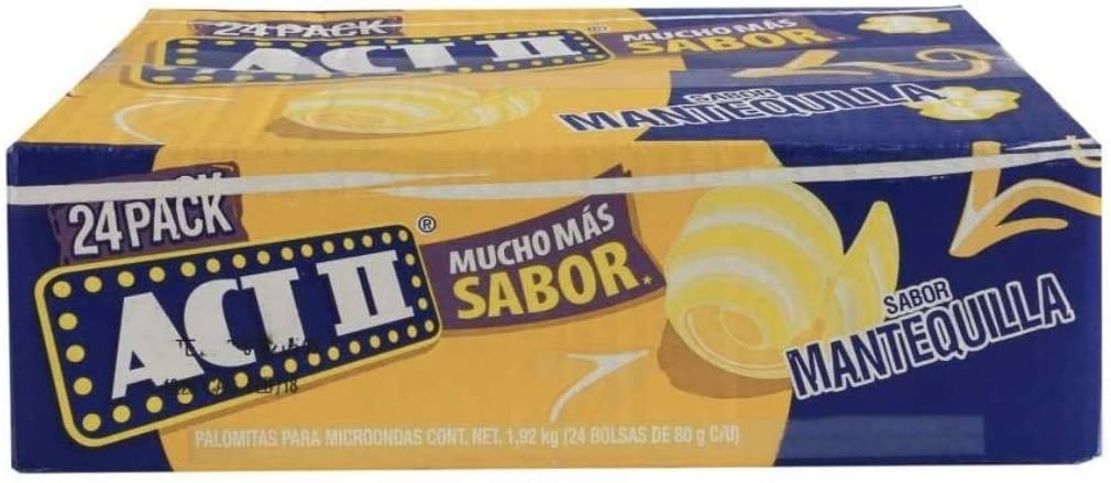 PALOMITAS DE MAIZ PARA MICROONDAS ACT II SABOR MANTEQUILLA CAJA DE 1.92 KILOGRAMOS CON 24 SOBRES DE 80
