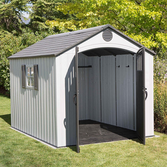 Lifetime 60202 8 x 10 ft Cobertizo de Almacenamiento para Exteriores, Color Gris
