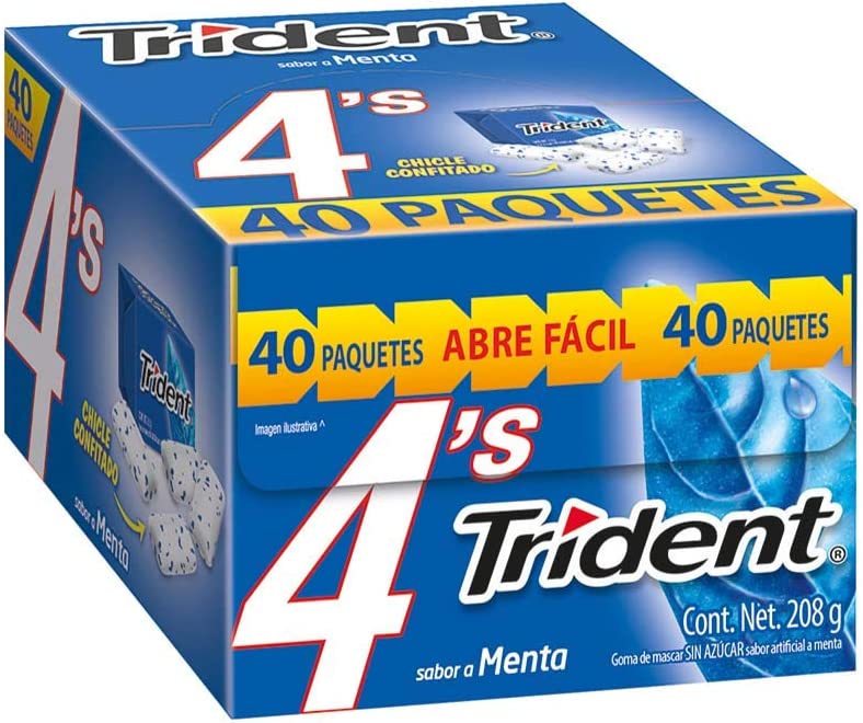 Trident 4'S Menta, 208 Gramos