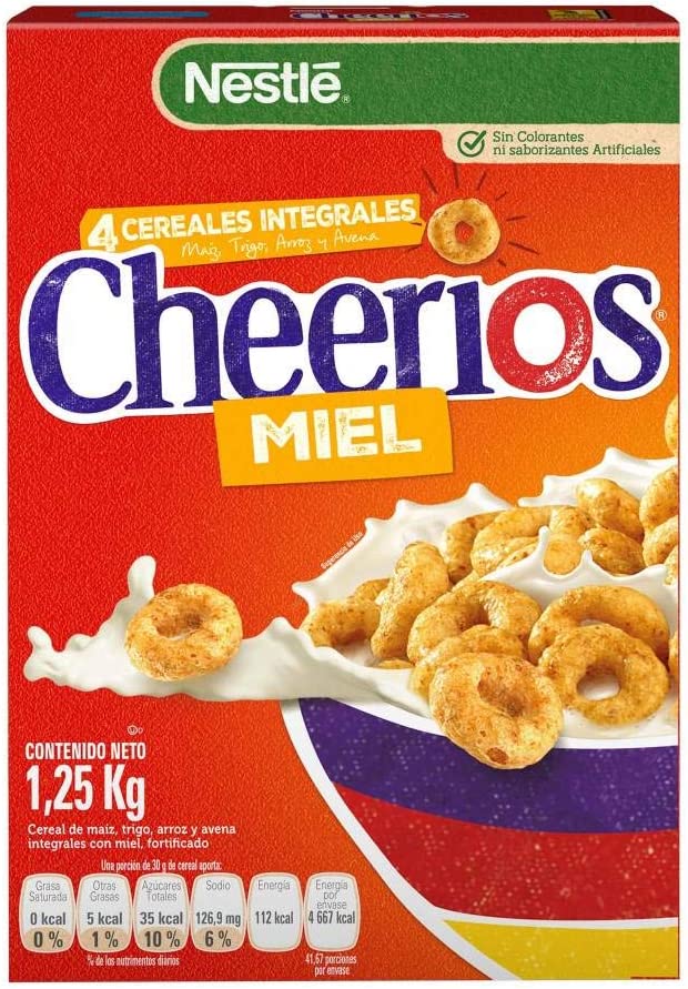 Cereal Cheerios Miel,(3 pack) 1.25 kg, Nestlé (Presentación puede variar)