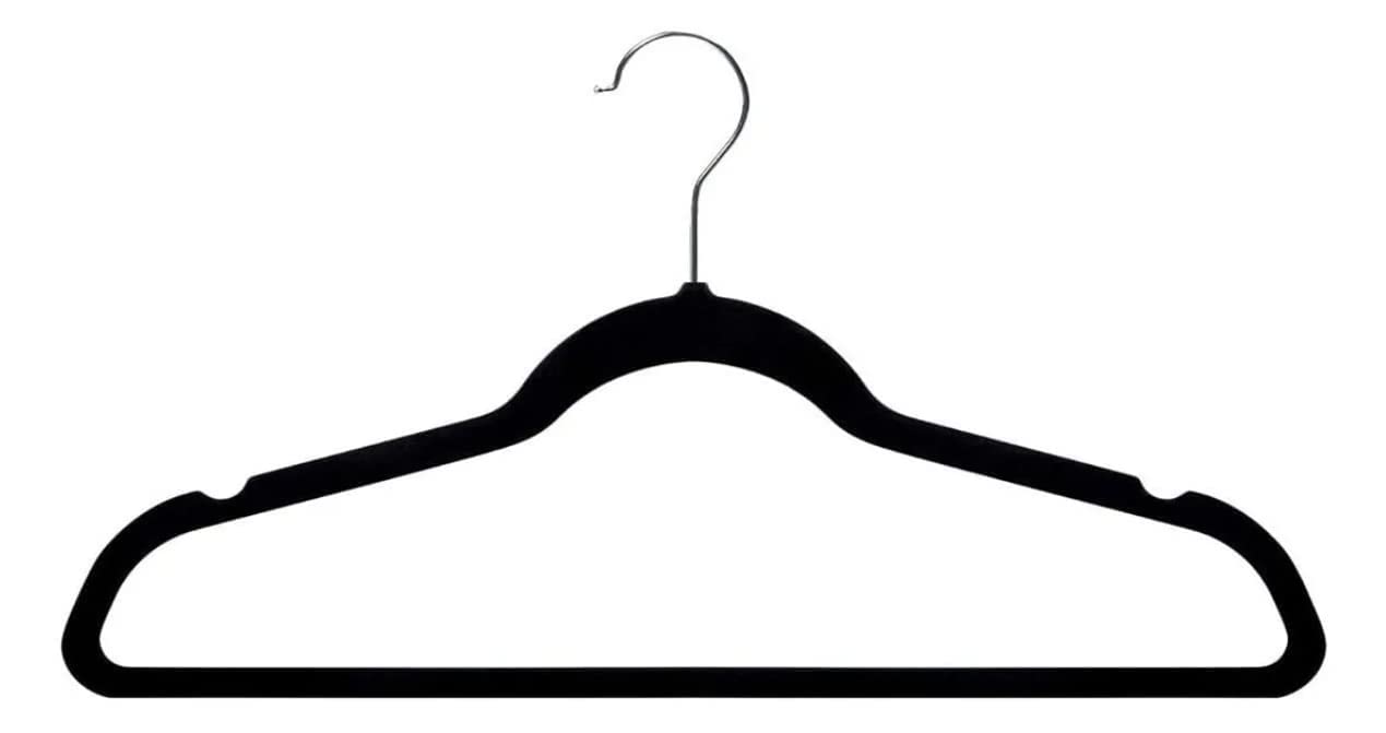 Ganchos - Ganchos para Ropa de Terciopelo, 50 Unidades, Caja, Color Negro, Perchas de Ropa, Calidad Premium