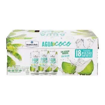 MEMBER´S MARK Members Mark - Agua de Coco. 18 piezas de 330 ml cada una. Sin Azucar. Sin Diluir