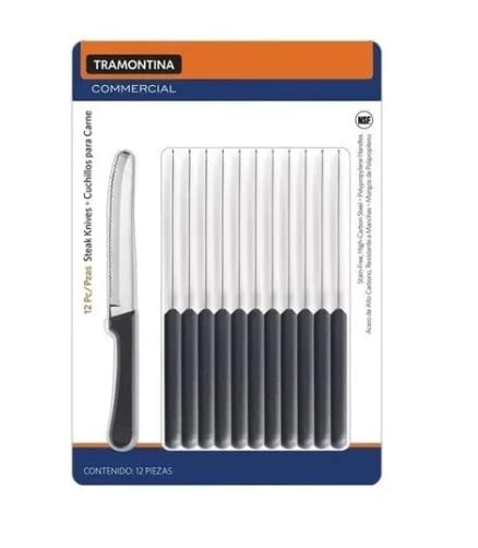 Tramontina, Cuchillos para Carne, 12 Pz con Mango de Plástico.