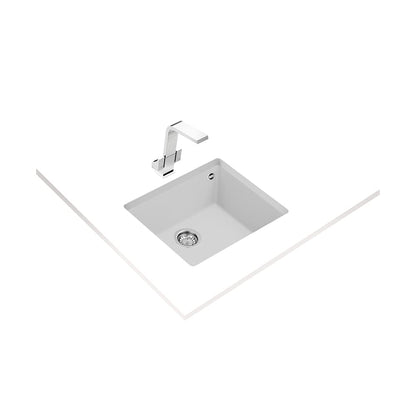 Teka 115230024 Fregadero de cocina hecho de granito (granito) con un solo tazón cuadrado 50.40 TG blanco-115230024, 540 x 440 mm, blanco ártico