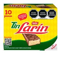 CAJA DE CHOCOLATE TIN LARIN DE 12 EMPAQUES CON 10 PIEZAS DE 21 g C/U