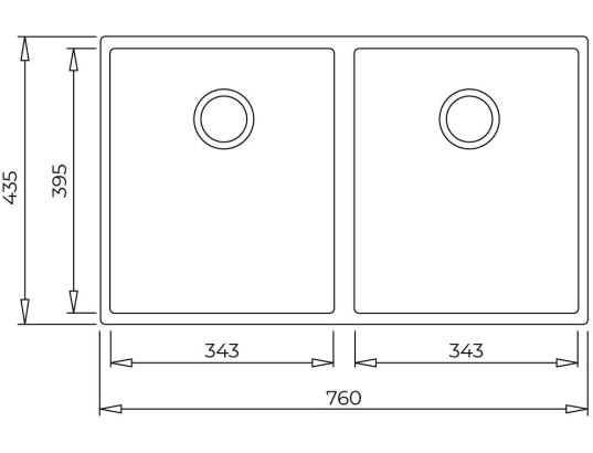 Teka Tegranite+ Kitchen Sink SQUARE 2B 760 TG Undermount, 2 Bowls, Bacteria-free surface very easy to clean, 80cm base unit