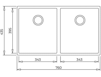 Teka Tegranite+ Kitchen Sink SQUARE 2B 760 TG Undermount, 2 Bowls, Bacteria-free surface very easy to clean, 80cm base unit