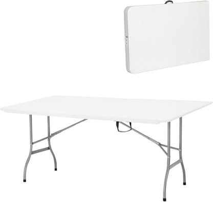 RIVARRO Mesa Plegable 1.80 Metros Extra Resistente Comedor para Jardin Plegable Mesa De Plastico Portafolio Mesa de Trabajo Multiusos Comedor Grande para Jardin