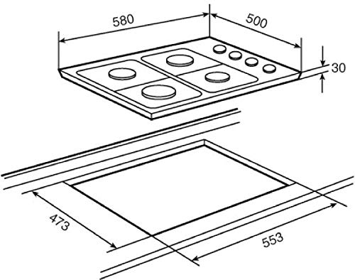 Teka - Parrilla Teka Empotre Ep 60 4G Ai Gas Inox 70100, acero inoxidable