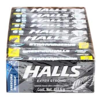 HALLS - Halls Negras Extra Strong - 18 paquetes de 25.2 gramos