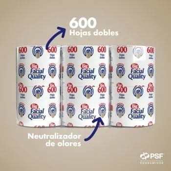 Papel San Francisco Big Facial Quality Papel Higiénico de 600 hojas de papel 24 Rollos