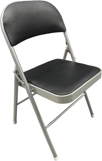 RIVARRO Silla Plegable Estándar con Respaldo De Vinil Negro para Oficina, Interiores, Exteriores, Fiestas
