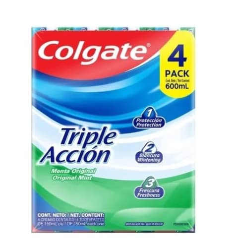 COLGATE, Triple Acción, 4 Pack de 150 ml c/u.
