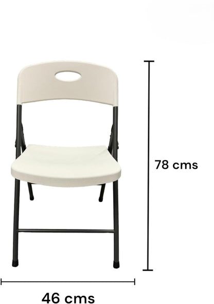 RIVARRO Pack 4 Sillas Plegables Estándar De Plástico Blanca, Ligeras, Interiores, Exteriores, Fiestas