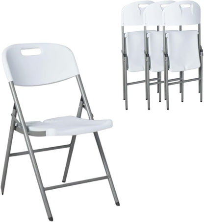 RIVARRO | Pack de 4 Sillas Plegables de Plastico Reforzadas, con Asiento y Respaldo Ergonico de 57cm X 83cm, Asientos para Interior y Exterior, Plegables y Apilables