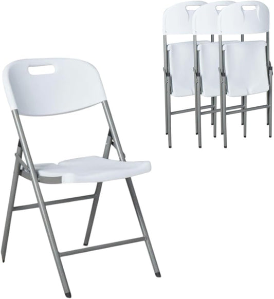 RIVARRO | Pack de 4 Sillas Plegables de Plastico Reforzadas, con Asiento y Respaldo Ergonico de 57cm X 83cm, Asientos para Interior y Exterior, Plegables y Apilables